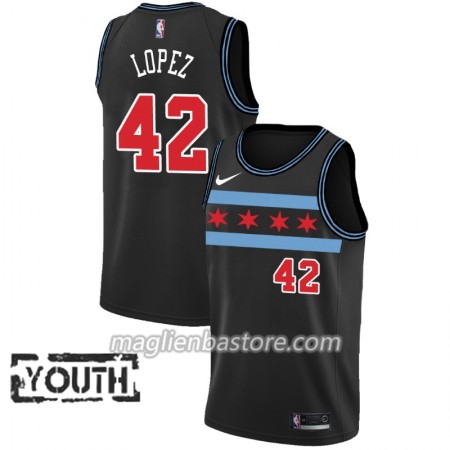 Maglia NBA Chicago Bulls Robin Lopez 42 2018-19 Nike City Edition Nero Swingman - Bambino